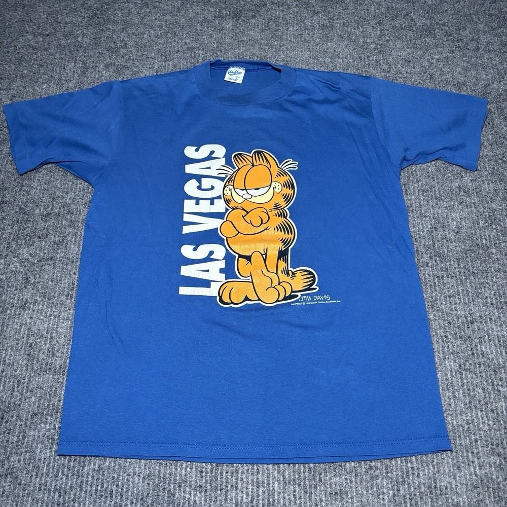 Vtg. Garfield Las Vegas Velva Sheen Single Style Stitch Shirt. Sz. L